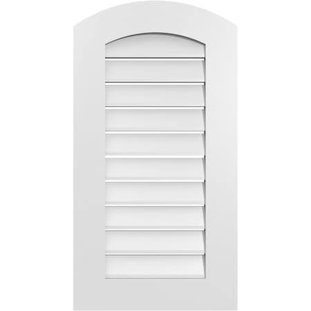 Ekena Millwork Arch Top Surface Mount PVC Gable Vent: Non-Functional, w/ 3-1/2"W x 1"P Standard Frame, 18"W x 32"H GVPAR18X3201SN